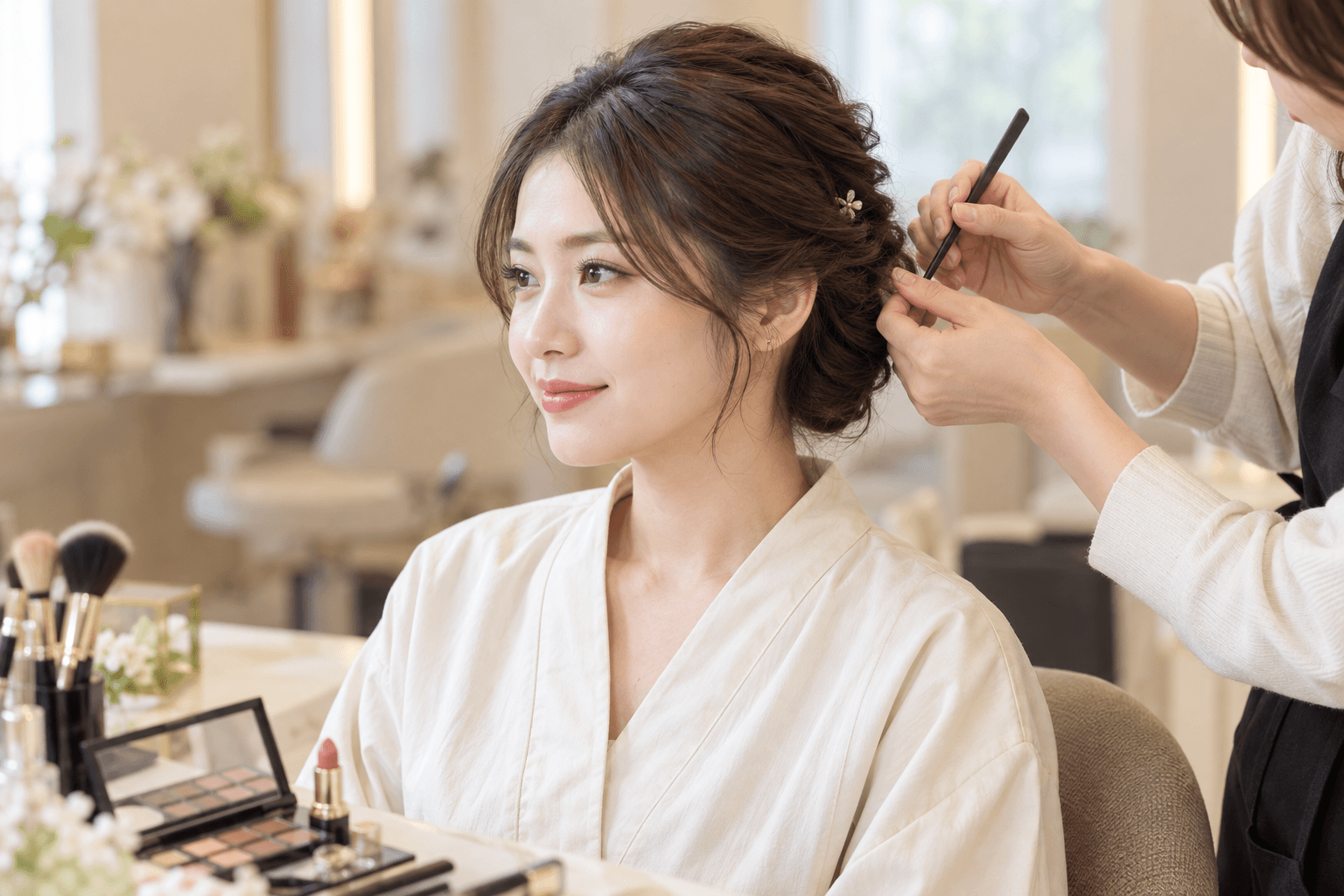 成人式のヘアセットとメイクをイメージしたAI生成画像